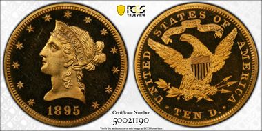 1895 $10 PR64DCAM