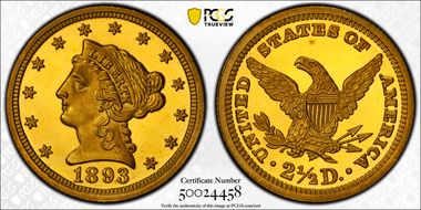 1893 $2.50 PR66+ DCAM