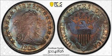 1806 50C Pointed 6, Stem MS63