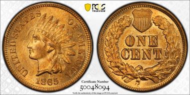 1865 1C Fancy 5 MS65RD