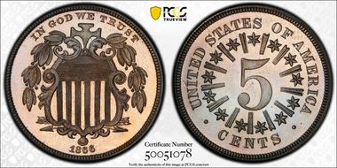 1866 5C Rays PR65CAM