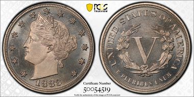 1883 5C No CENTS PR66CAM