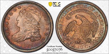 1837 10C Capped Bust MS66