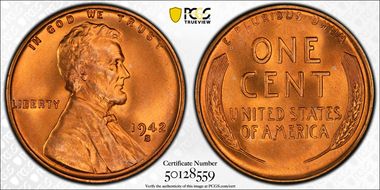 1942-S 1C MS68RD