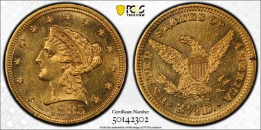 1885 $2.50 MS62+