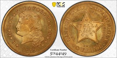 1879 $4 Flowing Hair PR66+
