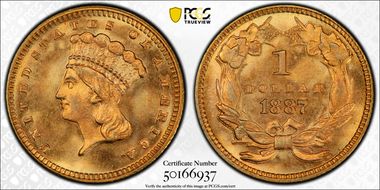 1887 G$1 MS67+