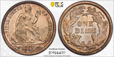 1874-CC 10C Arrows MS62