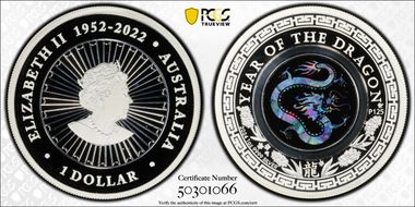 2024-P125 $1 Year of the Dragon Opal Ag PR69DCAM
