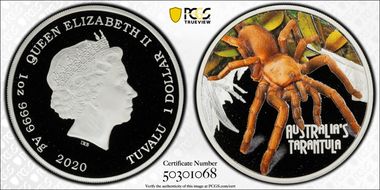 2020 $1 Tarantula Colorized PR70DCAM