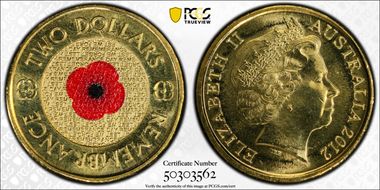2012 $2 Remembrance Day MS67