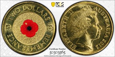 2012 $2 Remembrance Day MS66