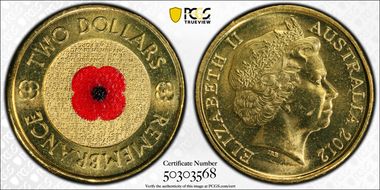 2012 $2 Remembrance Day MS65
