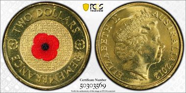 2012 $2 Remembrance Day MS65