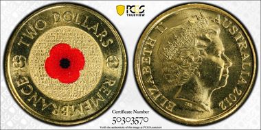 2012 $2 Remembrance Day MS66