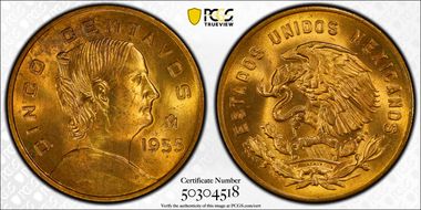 1955-Mo 5C KM-426  Brass Head Right MS65