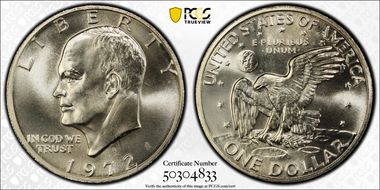 1972-S $1 Silver MS68