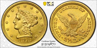 1898 $2.50 AU58