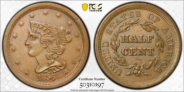 1856 1/2C MS63BN