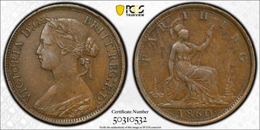 1860 1/4D S-3958 Toothed Border AU50BN