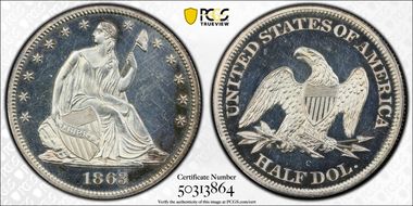 1863 50C PR63CAM