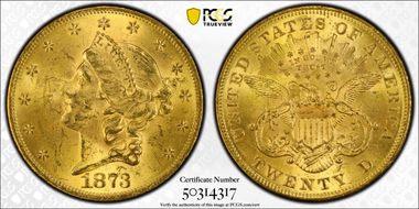 1873 $20 Open 3 MS63