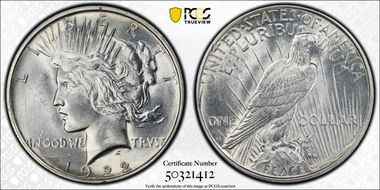 1922-D $1 VAM-14A, Retained Die Break MS61