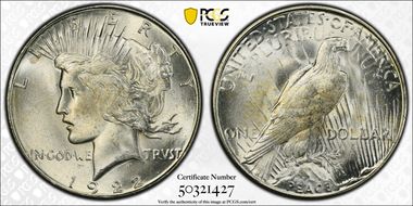 1922-S $1 VAM 5A Overpolished Rays MS63