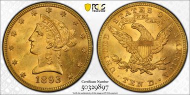 1893 $10 MS63+ 