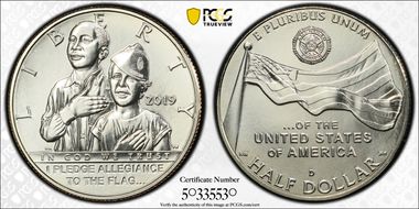 2019-D 50C American Legion 100th Ann MS70