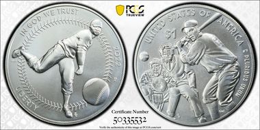 2022-P $1 Negro Leagues Baseball MS70