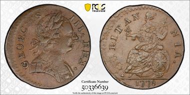 '1778' 1/2P Machin's Mills MS62BN