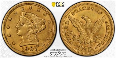 1907 $2.50 AU58