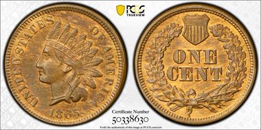 1865 1C Fancy 5 MS64RB