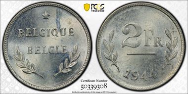 1944 2 Fr KM-133 Allied Occupation MS64
