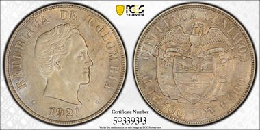 1921 50C Restrepo-416.3 Philadelphia MS62