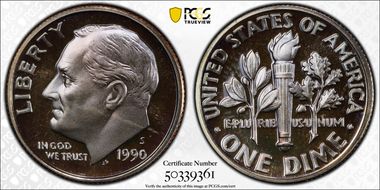1990-S 10C PR69CAM