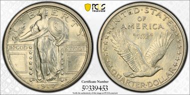 1917-S 25C Type 1 MS62FH