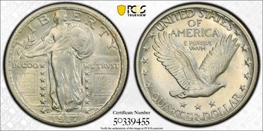 1917-S 25C Type 2 MS62