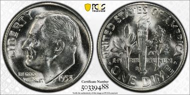 1953-S 10C Acorn, FS-901 MS65+