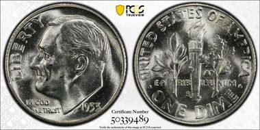 1953-S 10C Acorn, FS-901 MS65