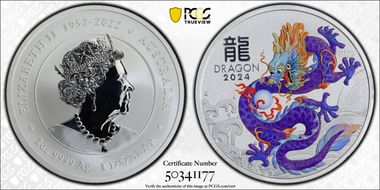 2024-P125 $1 Year of the Dragon Purple Ag Colorized MS69
