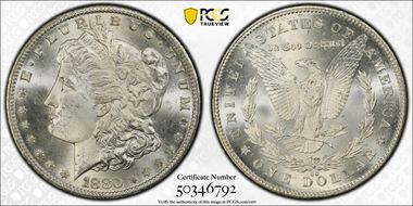 1880-CC $1 VAM 7, 8/7, Rev of 78 MS66