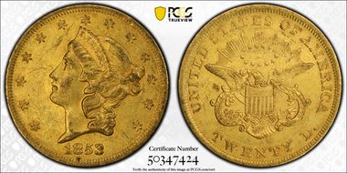 1853 $20 AU53