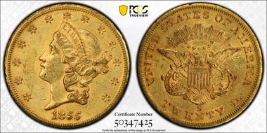 1855-S $20 AU55