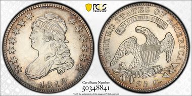 1819 25C Large 9 AU58
