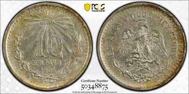 1905-M 10C KM-428  Ag AU53