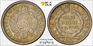 1882-PTS FE 10C AU58