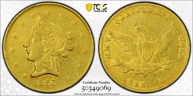 1855 $10 Wass Molitor XF45