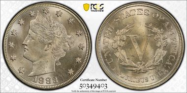 1883 5C No CENTS MS65